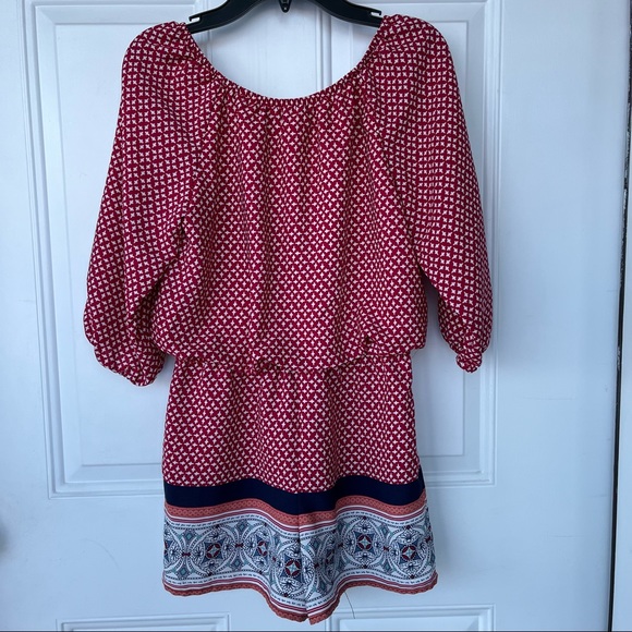 •My Michelle Girls• Patterned Ling Sleeve Boho Romper - Size Large - Picture 5 of 8
